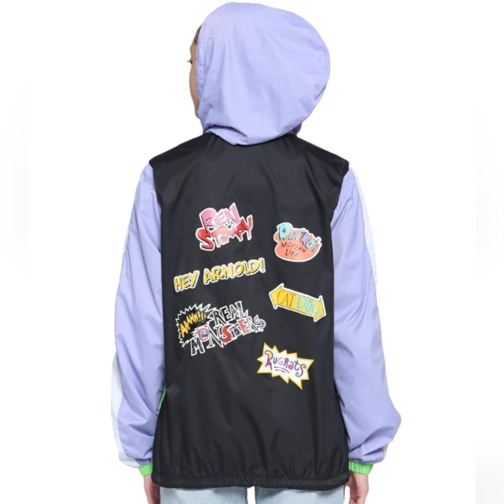 NEW Nickelodeon 90s‎ TV shows color block quarter zip windbreaker jacket L